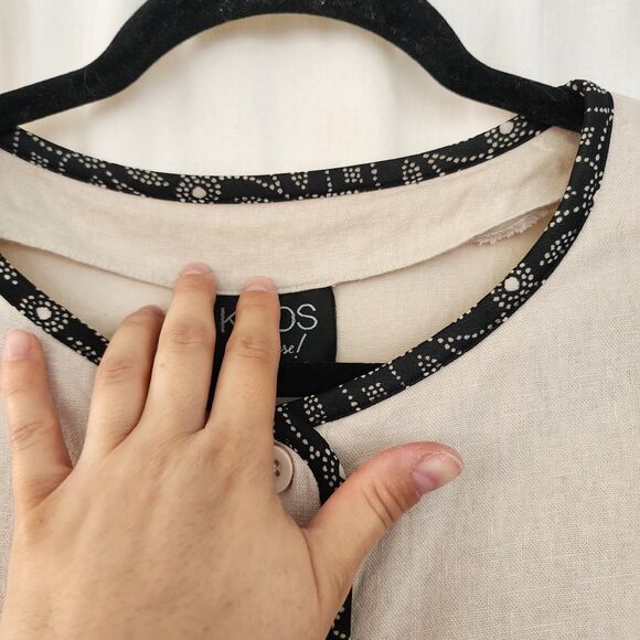 Koos Of Course Womens Linen Jacket  L Neutral Tan Beige Lightweight Embroidered - Picture 13 of 13